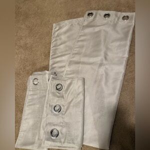 Silver Grommet Curtain Panels beige curtains 3 panels 82x34”each